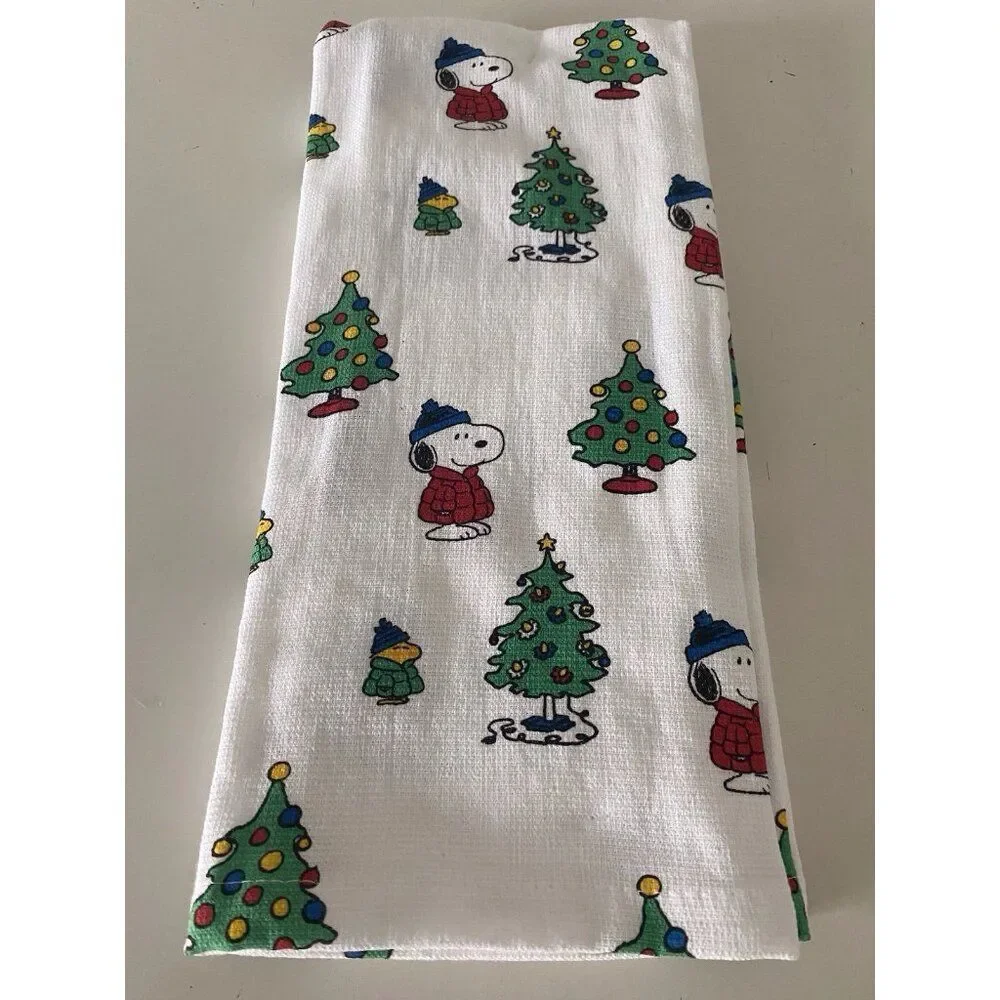 2 Pk Peanuts‎ Snoopy Woodstock Puffer Jacket Christmas Kitchen Towels 16 X 28